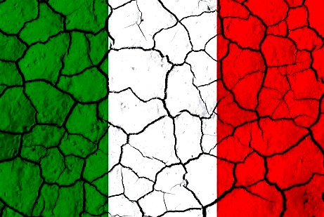 Flag of Italy over cracked background